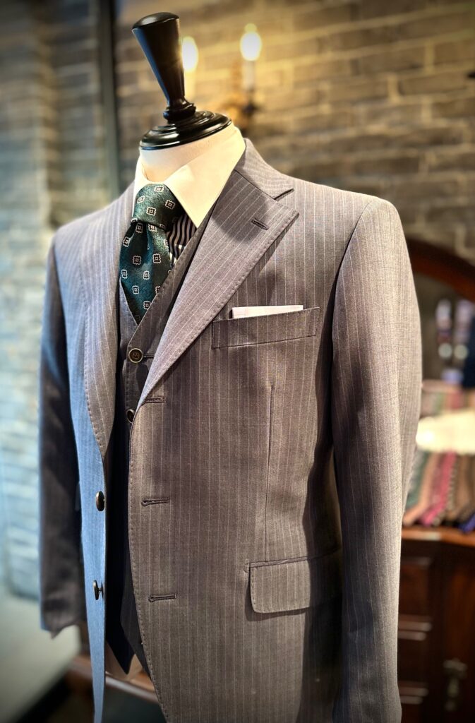 お客様仕上がり品/HARRISONS ブルーグレーダブルストライプ】｜大阪